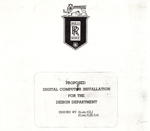 Front page of a report showing the Rolls Royce logo