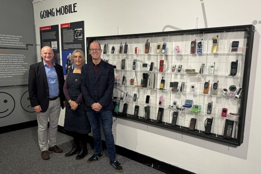 70 mobile phones are on display at the exhibition for the first time