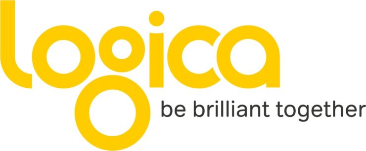 Logica in yellow font with the tagline 'be brilliant together'